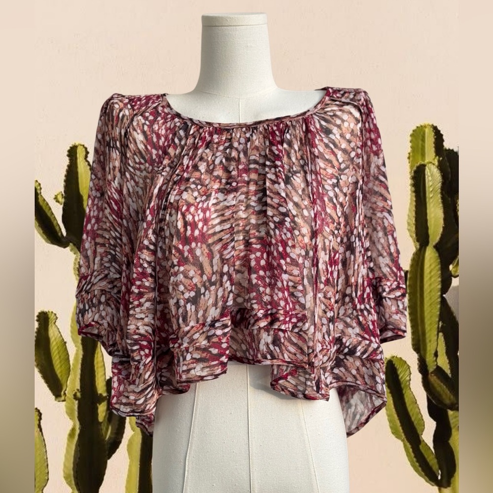 Isabel Marant Sheer Printed Burgundy Multi Blouse